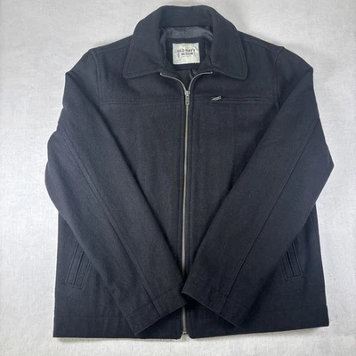 Old Navy Size MediumMen’s Black Wool Blend Full Zip Winter Jacket  - Image 1 of 4