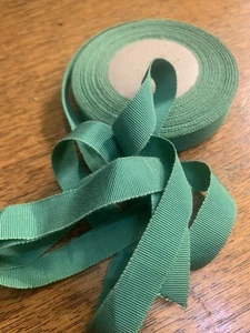 3 Yards Vintage  5/8" green  Cotton Rayon grosgrain  ribbon ~USA ~ NOS - Picture 1 of 2