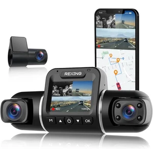 Rexing V2 PRO AI Dash Cam, 3-Channel Front/Cabin/Rear 1080p Recording with Wi-Fi - Bild 1 von 8