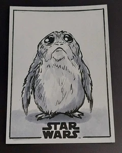 2017 Topps Star Wars: Die letzten Jedi Porg Sketch Kunstkarte von Allen Grimes 1/1 - Bild 1 von 2