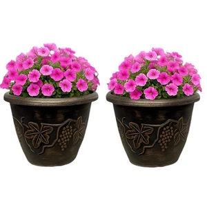 Decorative Outdoor Flower Pot | Antique Look Grapevine Patio Planter 37cm - Picture 1 of 44
