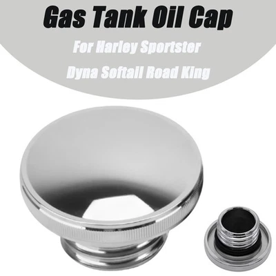 Chrome Gas Fuel Tank Cap For Harley Davidson Softail Sportster XL883 XL1200 Dyna Foto 1 de 4
