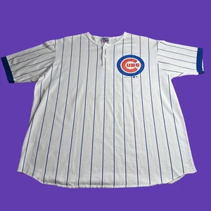 Vintage 1990 Chicago Cubs Striped Shirt Pinstripe Graphic Tee MLB Baseball XL - Picture 1 of 15