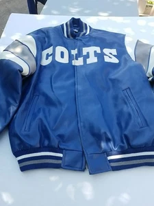 Vintage Indianapolis Colts Jacket Men's XXL Blue NFL Varsity Leather Read - Picture 1 of 11