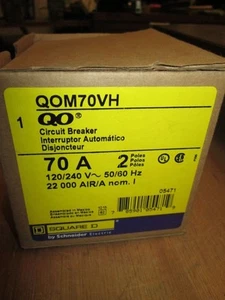 Square D Circuit Breaker QOM70VH 70A 2P 120/240V 22000 AIR New Surplus - Picture 1 of 6
