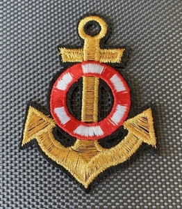 Ancla de Encaje Dorado con Boya Vida Roja Blanca Bordada Hierro Coser Parche Nuevo - Imagen 1 de 2