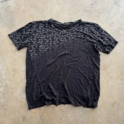 AllSaints Men's Black Floral T-Shirt Size Large Regular Fit - Image 1 of 4