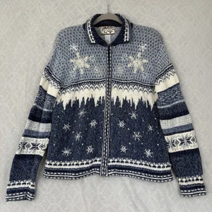 Suéter De Colección 2003 Reliquia Coleccionables Grande Azul Invierno País de las Maravillas Vacaciones Tejido - Imagen 1 de 13