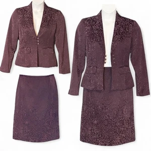 Tuta gonna Ainsley & Aidan 2 pezzi taglia 10 viola reale jacquard vacanze inverno chic - Foto 1 di 13