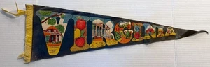 Virginia Travel Pennant Felt 26" Vintage Landmarks Monticello Natural Bridge - Picture 1 of 5
