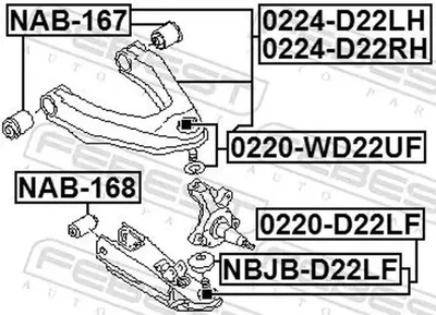 Pivot de bras de suspension Essieu avant inférieur 0220-D22LF FEBEST pour NISSAN - Photo 1/4