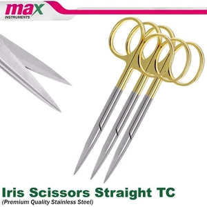 NEW GERMAN TC Iris Scissors 4.5" Straight Surgical Dental Surgry Instrument 3Pcs - Picture 1 of 4