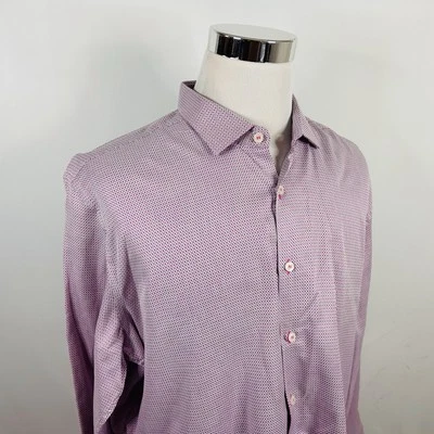 Stone Rose 2XL (6) Casual Shirt Pink Blue White Geometric Cotton Long Sleeve - Image 1 of 4