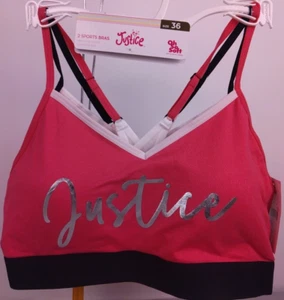 Justice Girls 2 Pack V Neck Pink Sports Bras Size 36 - New                  (67) - Picture 1 of 13