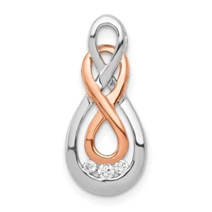 10K White and Rose Gold Diamond Double Infinity Chain Slide Pendant - Picture 1 of 4