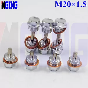 Engine Magnetic M20X1.5 Oil Pan Drain Plug Bolt Kit Cover Crush Washer BUNG SL - Picture 1 of 5