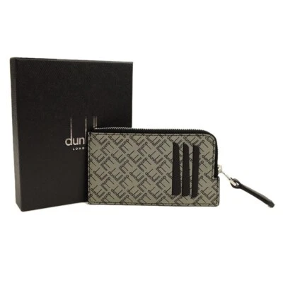 DUNHILL Gray Signature Logo Zip Credit Card Case Wallet 6CC NEW - Image 1 of 4