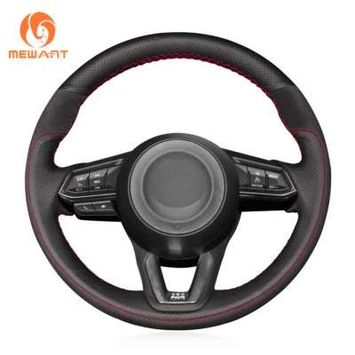 Cubierta de volante de gamuza de cuero negro para Mazda 3 Axela 2017 CX5 Mazda CX-9 Foto 1 de 4