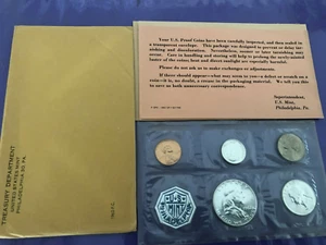 Juego de prueba 1962 sobre original como nuevo 90 % plata como nuevo en Estados Unidos 5 monedas FBL medio $ - Imagen 1 de 5