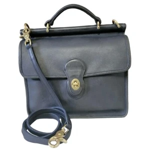 Vintage Coach Willis Bag Top Handle Crossbody Navy Blue #9927 COA Classic GUC - Picture 1 of 15