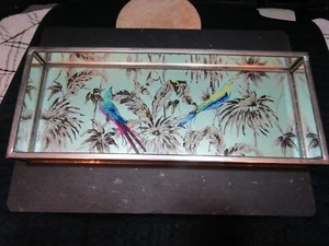 A MATTHEW WILLIAMSON 'BUTTERFLY HOME' GLASS /MIRROR JEWELLERY/TRINKET TRAY BIRDS - Picture 1 of 9