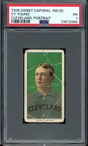 1909-11 T206 Sweet Caporal 150/30 Baseball Cy Young Cleveland, Portrait PSA 1