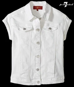 NWT 7 FOR ALL MANKIND Girls White Short Sleeve Denim Jacket(Size S M L XL)$70.00 - Picture 1 of 4