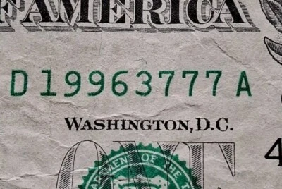 Birthday Note Anniversary Bill 1996 Fancy Serial Number $1 One Dollar FREE SHI  - Image 1 of 4