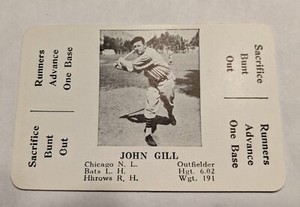 1936 S&S Game Cards - John Gill - Chicago Cubs!