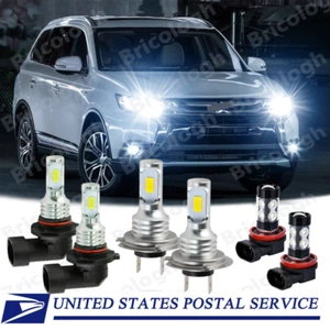 6000K LED Headlight Fog Light Bulbs Combo Kit For Mitsubishi Outlander 2014-2020 - Picture 1 of 12