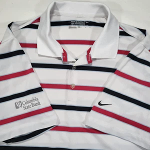 Nike Golf Tour Performance Men's Large White Stretch UV Stripe Dri-Fit Polo - Picture 1 of 7
