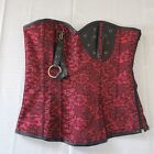 Charmian Black Red Corset Top XXL Strapless Roses Floral