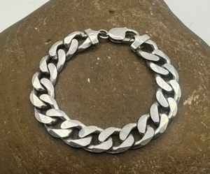 925 Sterlingsilber KUBANISCHES LINK Armband 7 Zoll ITALIEN 47,8 gr #5 - Bild 1 von 9