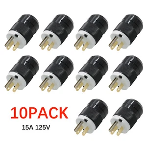 LOT 10x AC Male For Edison NEMA 5-15P Plug 15A 125V Connector CL/BK XD-515P - Picture 1 of 5