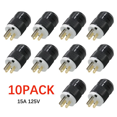 LOT 10x AC Male For Edison NEMA 5-15P Plug 15A 125V Connector CL/BK XD-515P - Image 1 of 4
