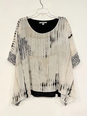 Женская блуза пончо Valerie Stevens большого размера 3X плитка шифоновая подкладка бак - Изображение 1 из 4