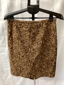 Ann Taylor Loft Tan Cheetah Knee Length Pencil Skirt Women’s Size 8 100% Wool - Picture 1 of 12