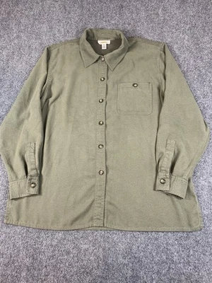 Talbots Stretch Dark Olive Green Microfiber Button-Up Shirt Jacket Shacket Sz M - Image 1 of 4