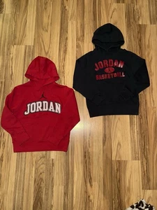 Air Jordan Nike Boys Small S 8 10 Cotton Hooded Sweatshirt Lot Of 2 Hoodie - Picture 1 of 6