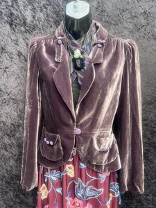Marc Jacobs Samt Blazer Abendjacke Pflaume Seide Samt Größe US 2 - Bild 1 von 11