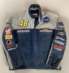 Suede Leather Nascar Jacket Racing Jacket Jimmie Johnson Lowe’s Size M - Picture 1 of 21