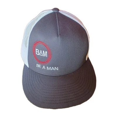 BAM Be A Man Snap Back Hat Cap Gray White NEW  - Image 1 of 4