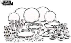 Stainless Steel 304 Classic Dinner Set, Solid 50 Pcs Set Serving 6 People - Picture 1 of 11