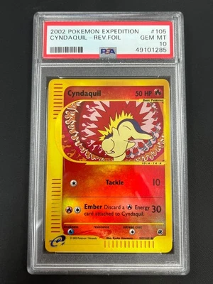 PSA 10 Reverse Holo Cyndaquil #105 Expedition Pokemon 2002 GEM MINT - Image 1 of 2