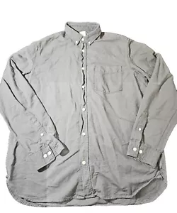 H&M Mens Button Up Shirt Large L Long Sleeve Gray (Cotton Regular Fit) - Picture 1 of 8