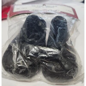 VINTAGE FIBRE CRAFT HI-TOP BABY DOLL SHOES BLACK W LACES NEW IN PACKAGE - Bild 1 von 5