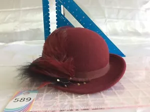 Vtg Look Miss Bierner Burgundy /Wine Black Church Fascinator Hat w/ Feathers NEW - Picture 1 of 11
