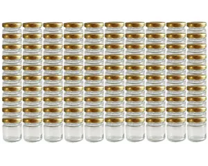 50x Mini Sturzgläser 50 ml Marmeladengläser Einmachgläser Einweckgläser Gold - Bild 1 von 4