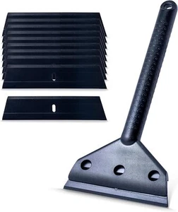 Langer Griff Kunststoff Rasierklinge Schaber Werkzeug mit 10 Stück Kunststoffklingen Reinigung - Bild 1 von 7