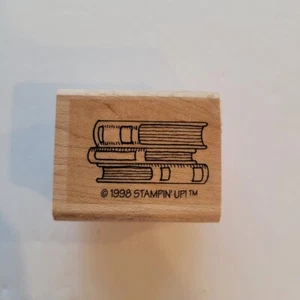 Stack of Books Mounted Rubber Stamp 1998 Stampin Up - Picture 1 of 2